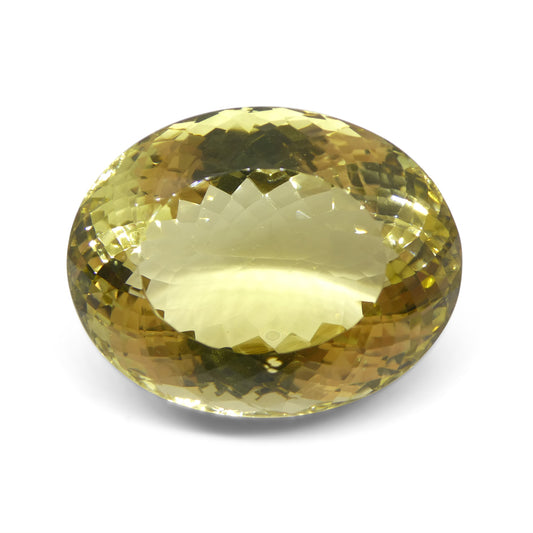 Citrine 146.82 cts 37.98 x 29.70 x 21.37 Oval Very Slightly Greenish Yellow  $300