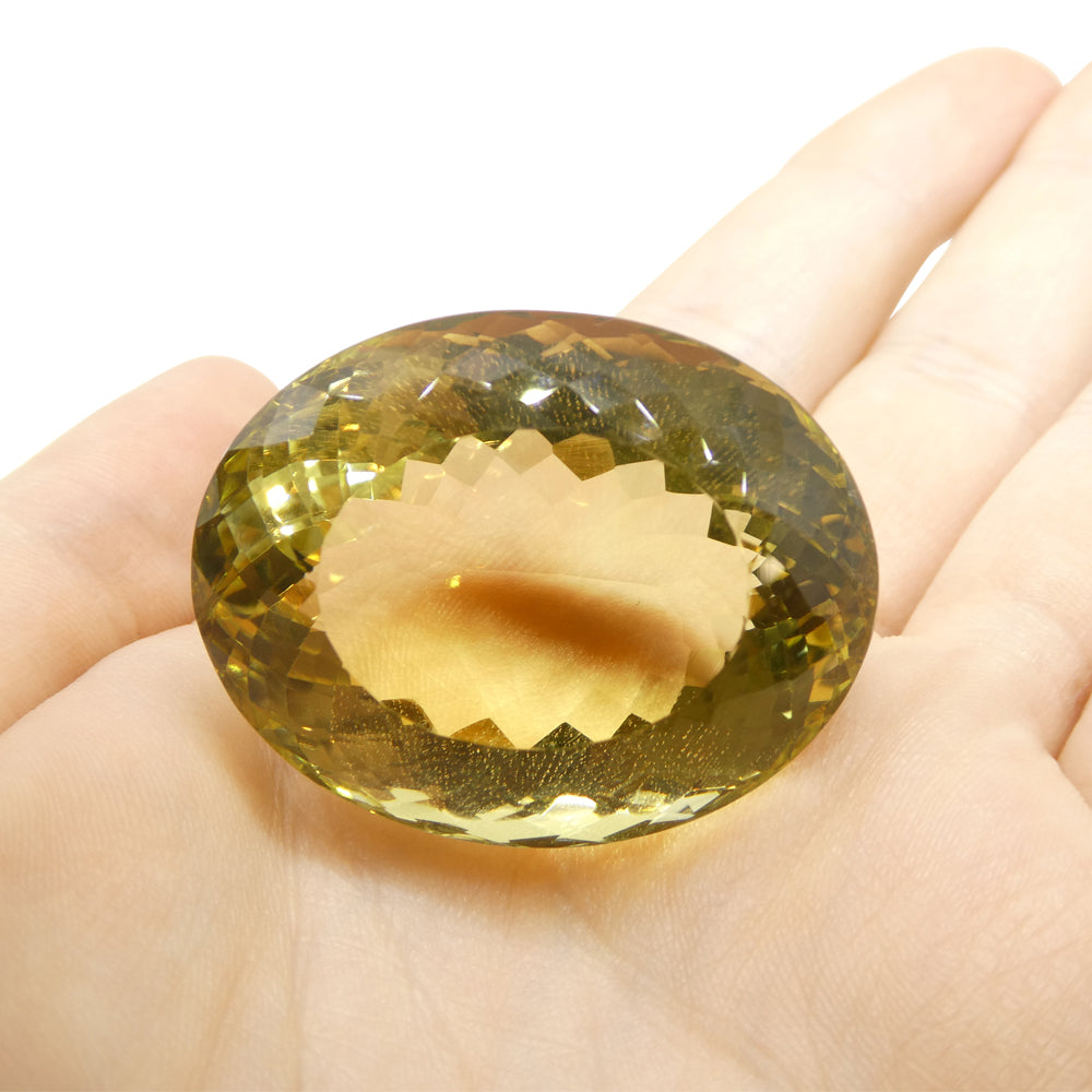 146.82ct Oval Lemon Yellow Citrine from Brazil - Skyjems Wholesale Gemstones