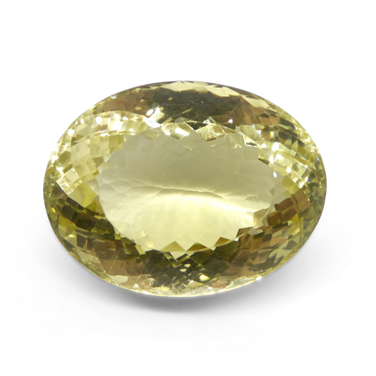 Citrine 124.52 cts 36.00 x 27.20 x 20.35 Oval Very Slightly Greenish Yellow  $250