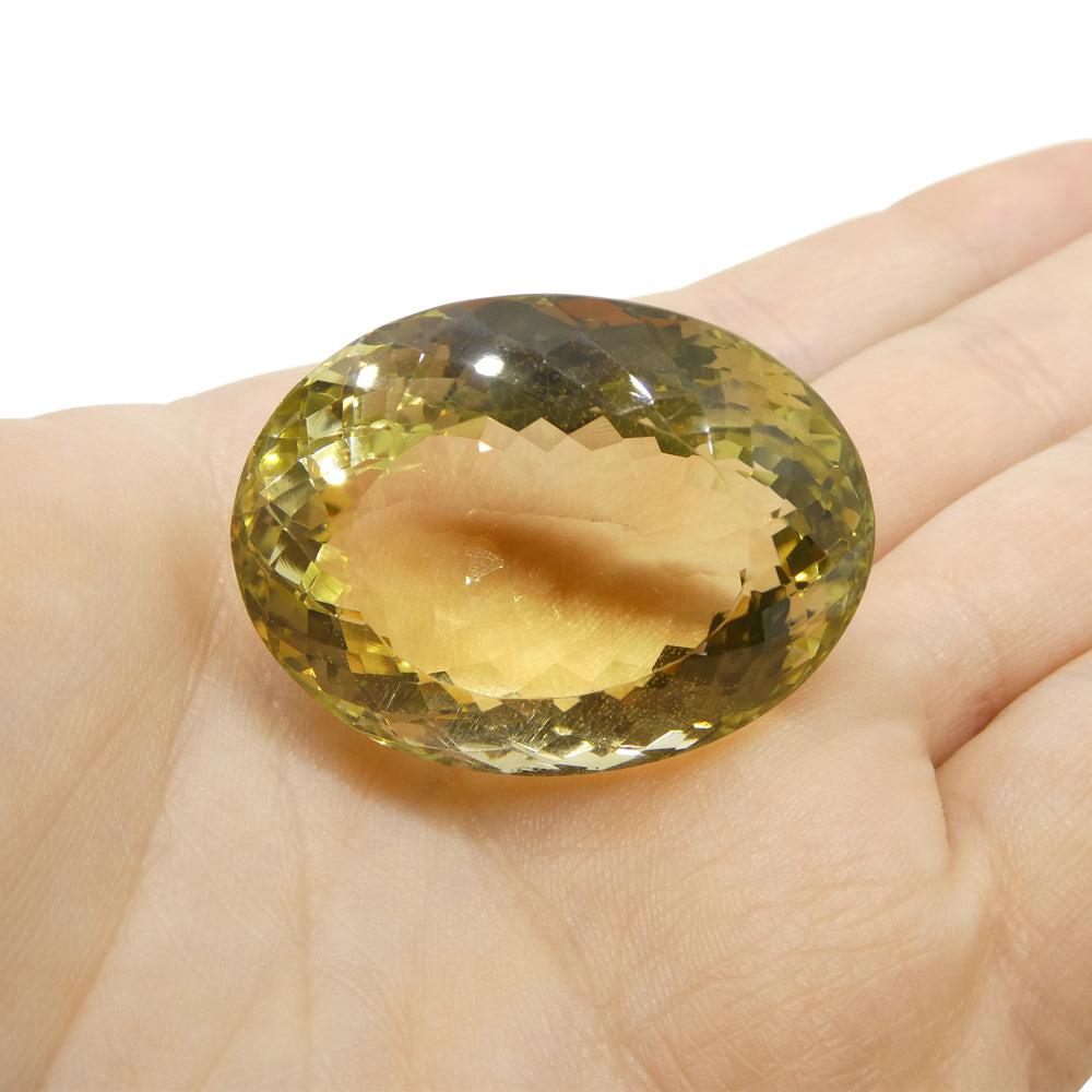 124.52ct Oval Lemon Yellow Citrine from Brazil - Skyjems Wholesale Gemstones