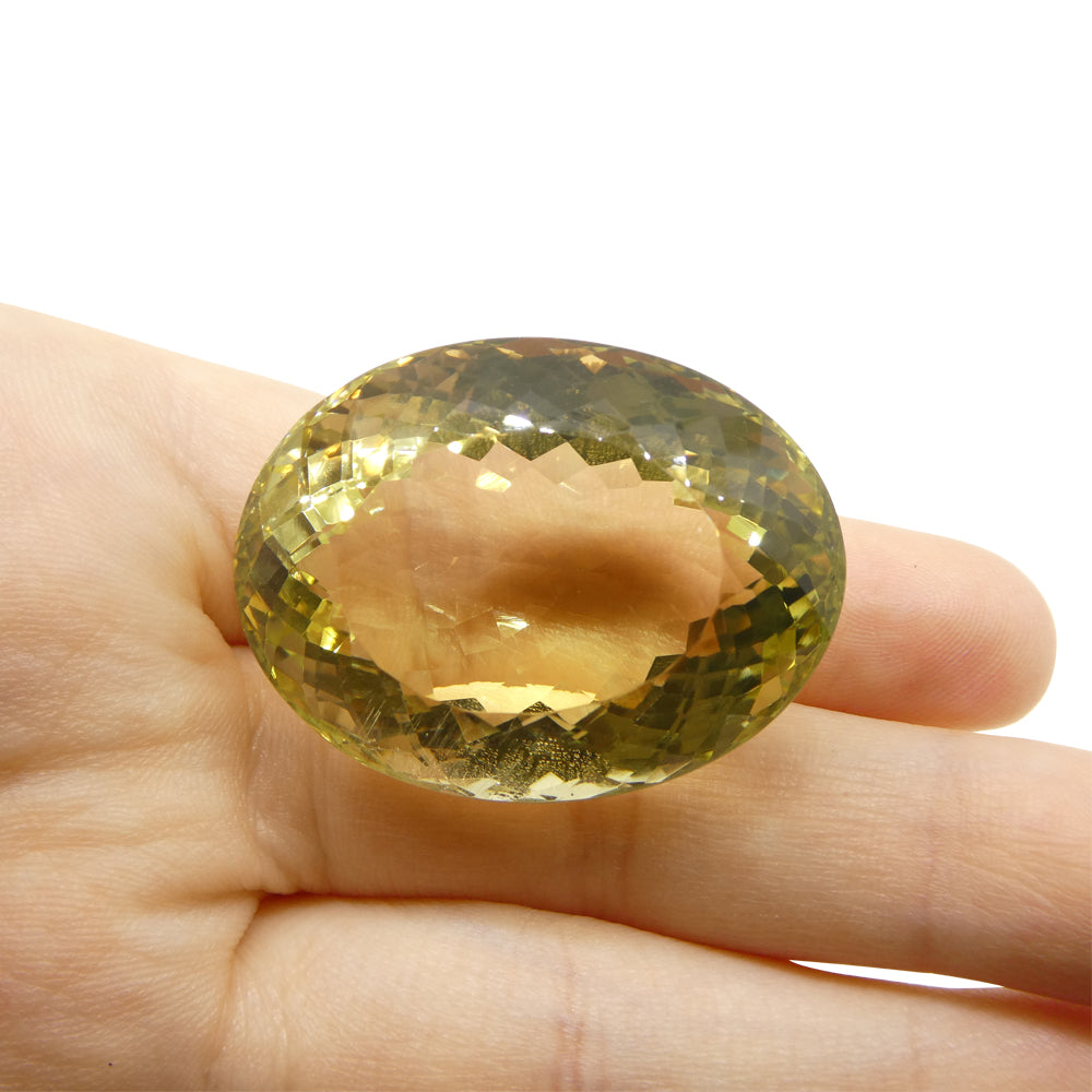 124.52ct Oval Lemon Yellow Citrine from Brazil - Skyjems Wholesale Gemstones