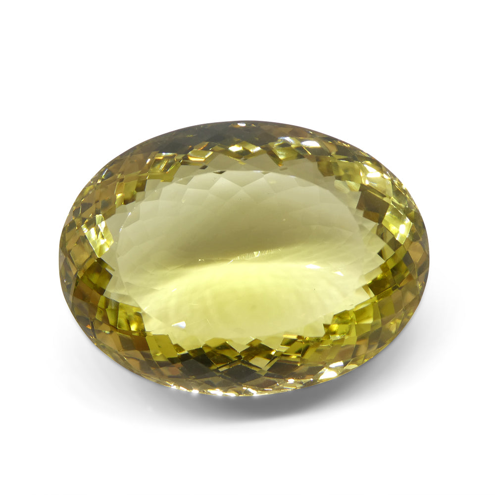 Citrine 163.36 cts 41.10 x 30.59 x 20.29 Oval Very Slightly Greenish Yellow  $330