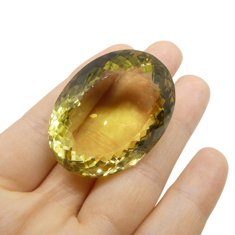 163.36ct Oval Lemon Yellow Citrine from Brazil - Skyjems Wholesale Gemstones