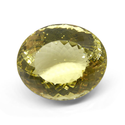 Citrine 162.76 cts 37.35 x 31.33 x 23.33 Oval Very Slightly Greenish Yellow  $330