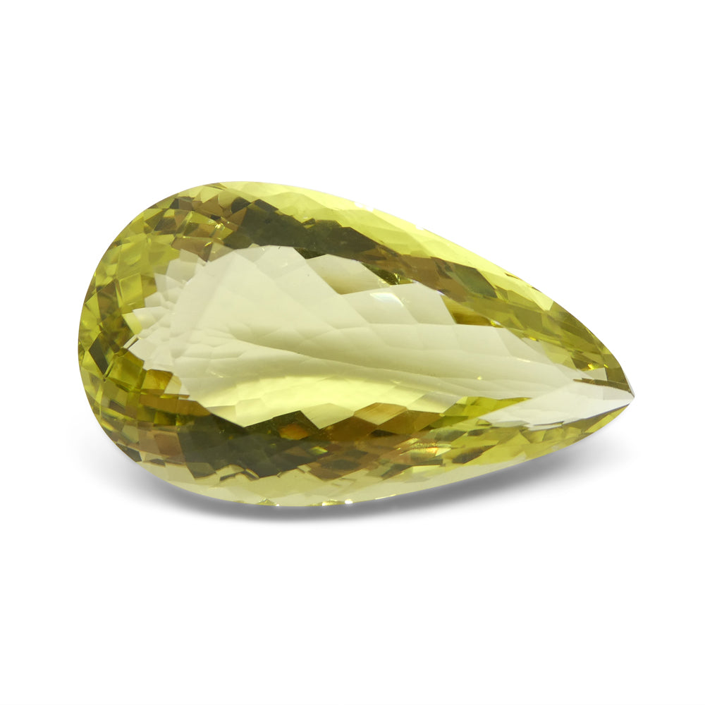 Citrine 131.4 cts 49.00 x 27.67 x 17.95 Pear Very Slightly Greenish Yellow  $270