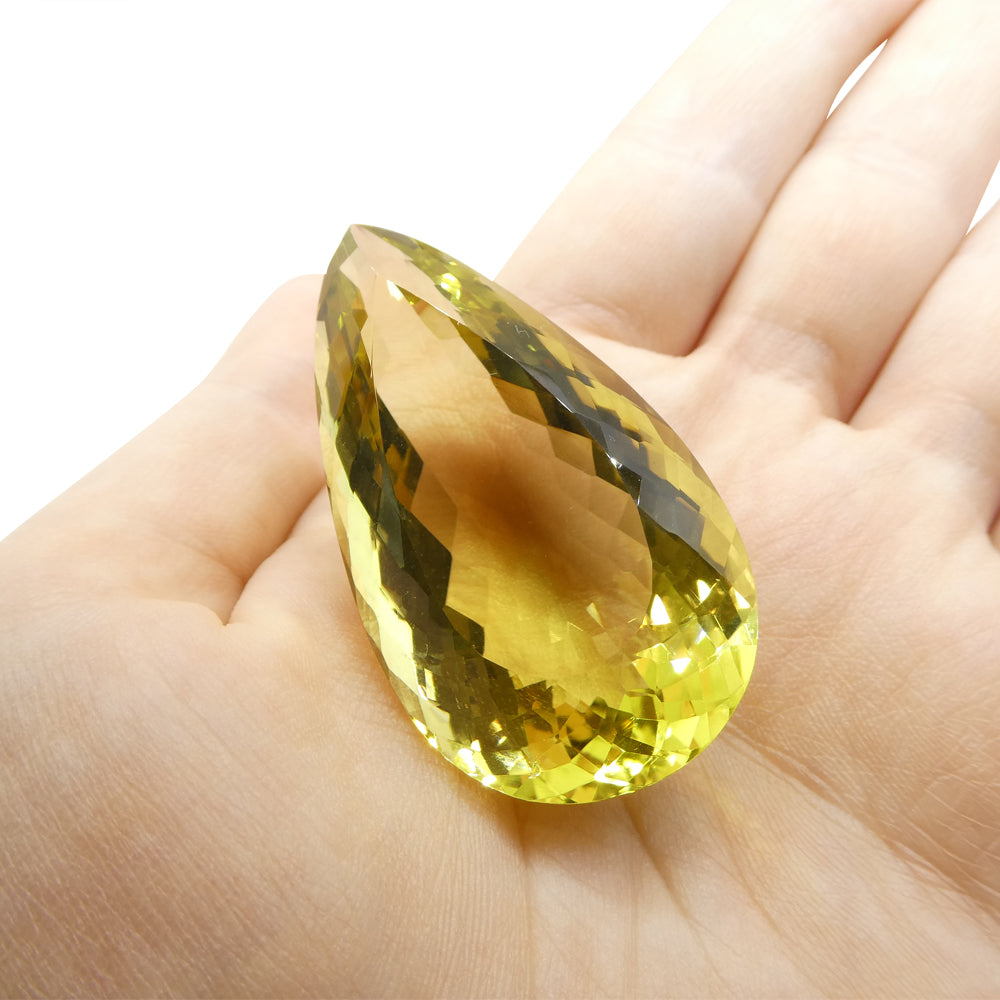 131.4ct Pear Lemon Yellow Citrine from Brazil - Skyjems Wholesale Gemstones