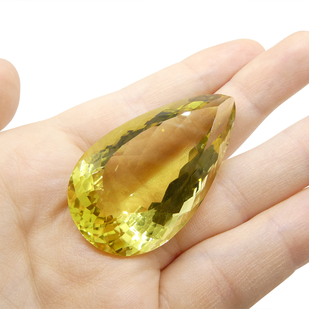 131.4ct Pear Lemon Yellow Citrine from Brazil - Skyjems Wholesale Gemstones