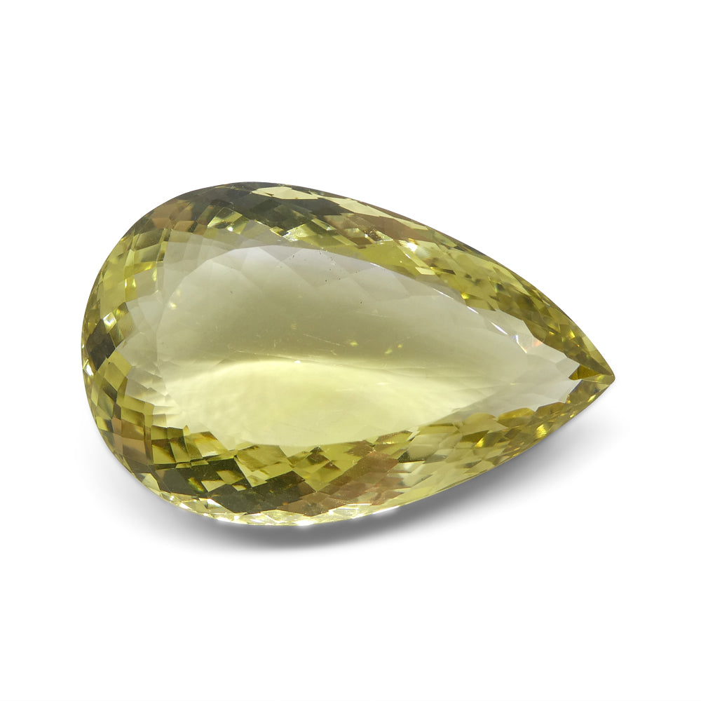 Citrine 158.53 cts 48.42 x 30.90 x 18.73 Pear Very Slightly Greenish Yellow  $320