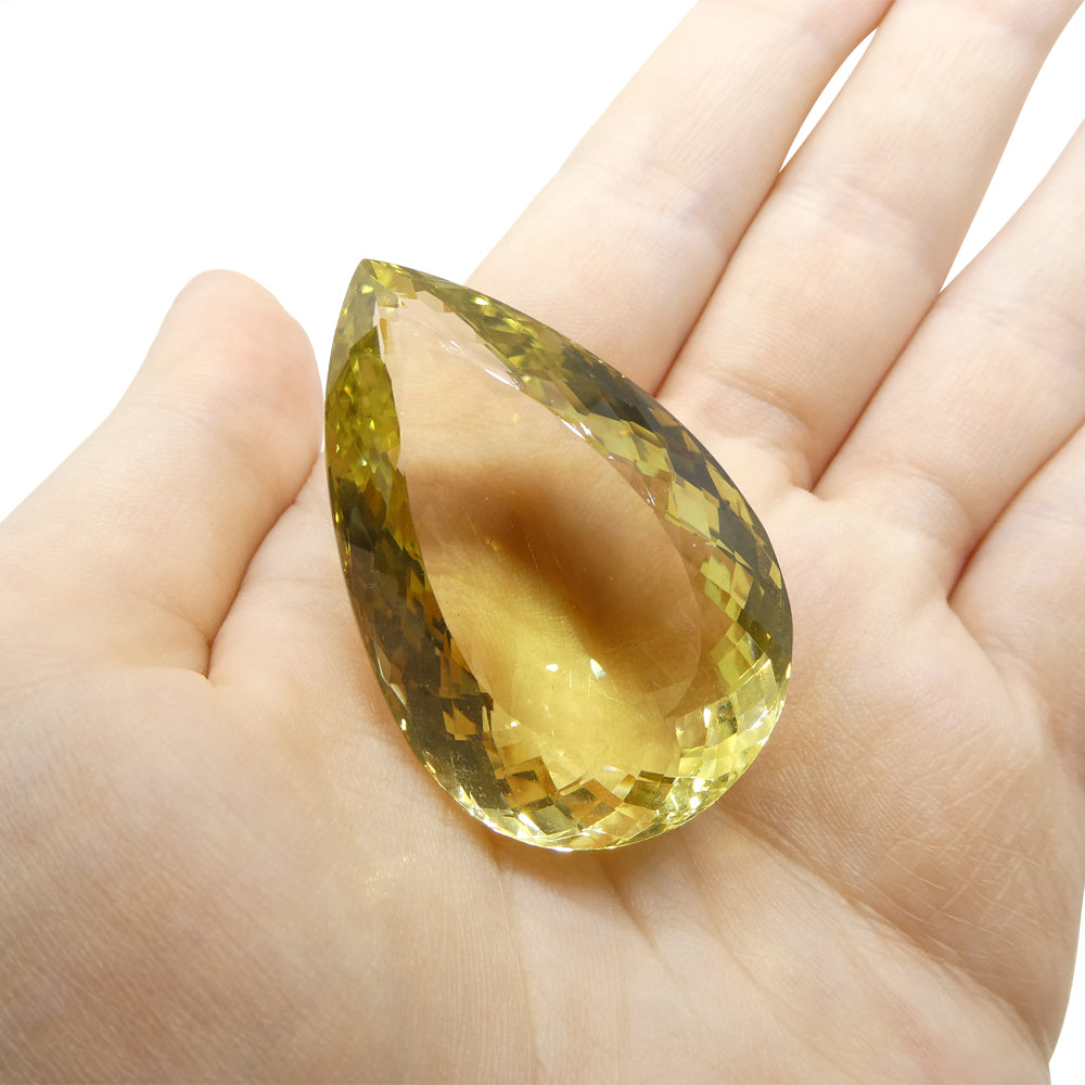 158.53ct Pear Lemon Yellow Citrine from Brazil - Skyjems Wholesale Gemstones