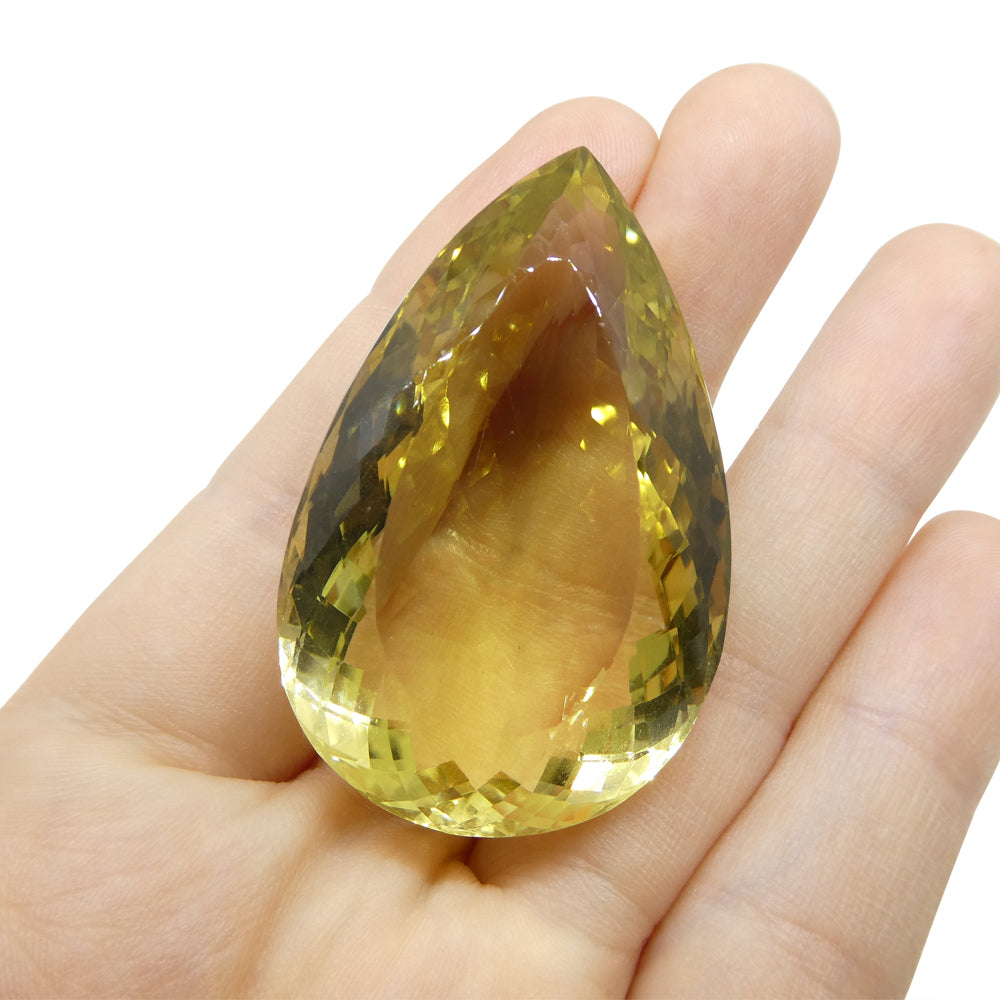 158.53ct Pear Lemon Yellow Citrine from Brazil - Skyjems Wholesale Gemstones