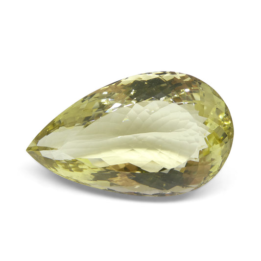 Citrine 157.96 cts 47.32 x 28.08 x 20.69 Pear Very Slightly Greenish Yellow  $320