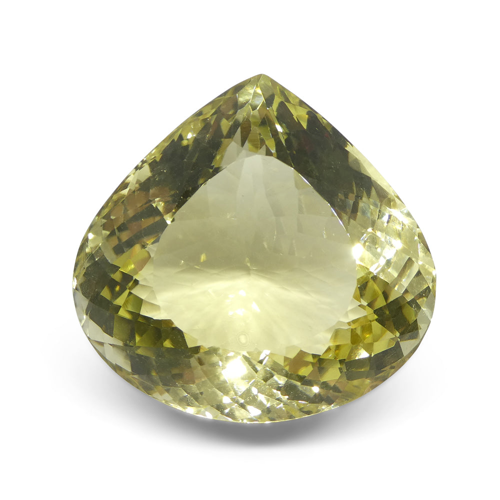 Citrine 179.89 cts 39.89 x 38.57 x 23.31 Pear Very Slightly Greenish Yellow  $360