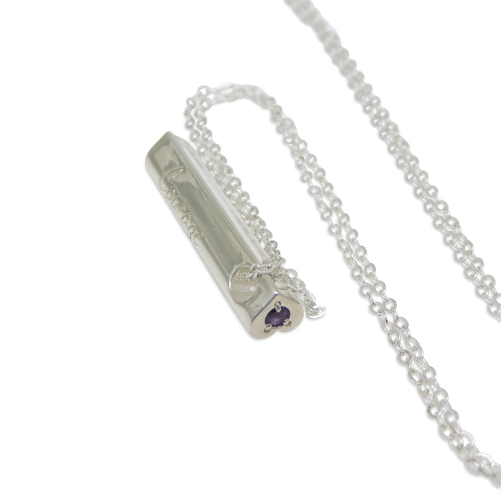 Amethyst & Sterling Silver Care & Courage Pendant and Chain - Skyjems Wholesale Gemstones