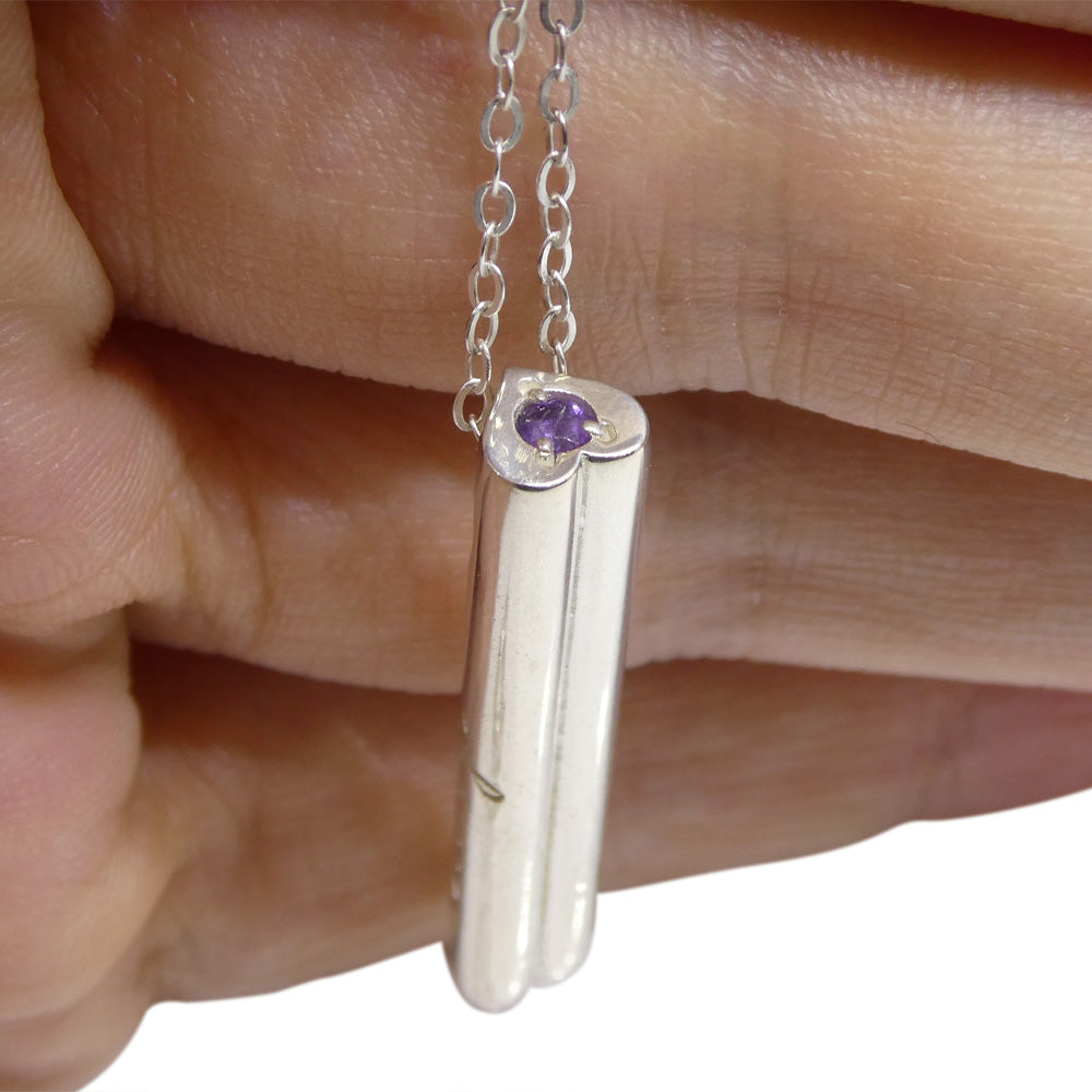 Amethyst & Sterling Silver Care & Courage Pendant and Chain - Skyjems Wholesale Gemstones