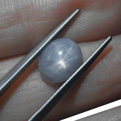 SkyJems 3.51 ct Blue Ceylon Star Sapphire - Rare Unheated Oval Cabochon with Asterism from Sri Lanka
