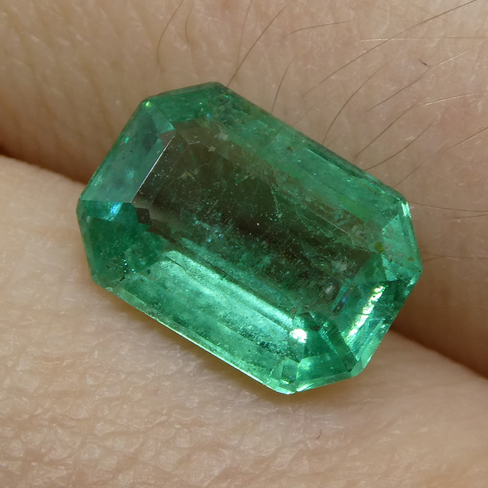 1.85ct Emerald Cut Emerald in bluish green, premium Canadian gemstone from SkyJems' fine beryl collection