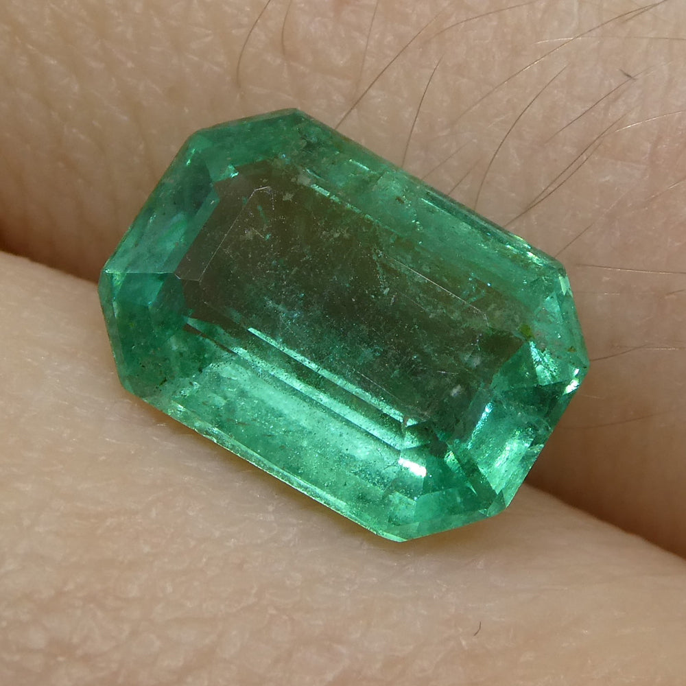 1.85ct Emerald Cut Emerald in bluish green, premium Canadian gemstone from SkyJems' fine beryl collection