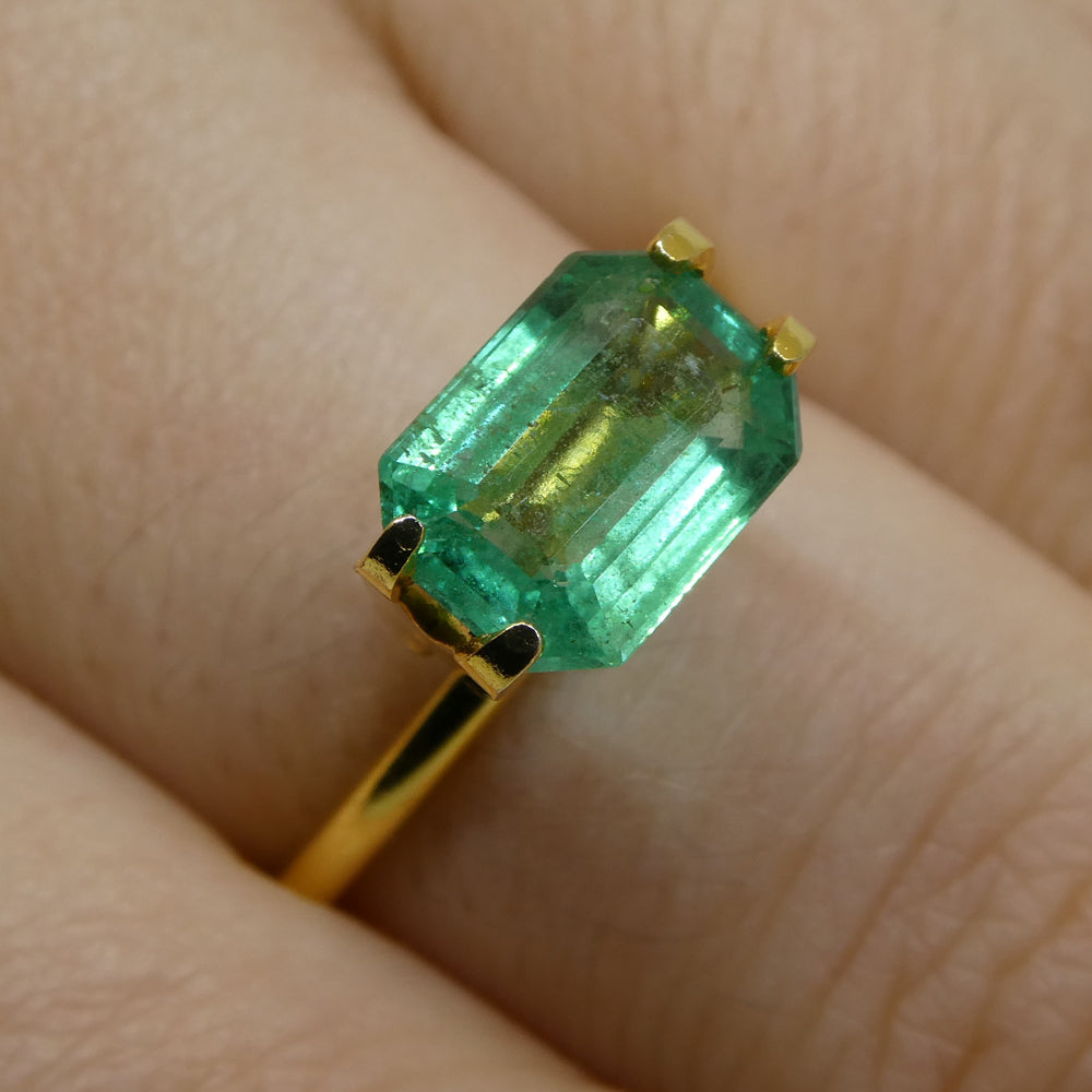 1.85ct Emerald Cut Emerald in bluish green, premium Canadian gemstone from SkyJems' fine beryl collection