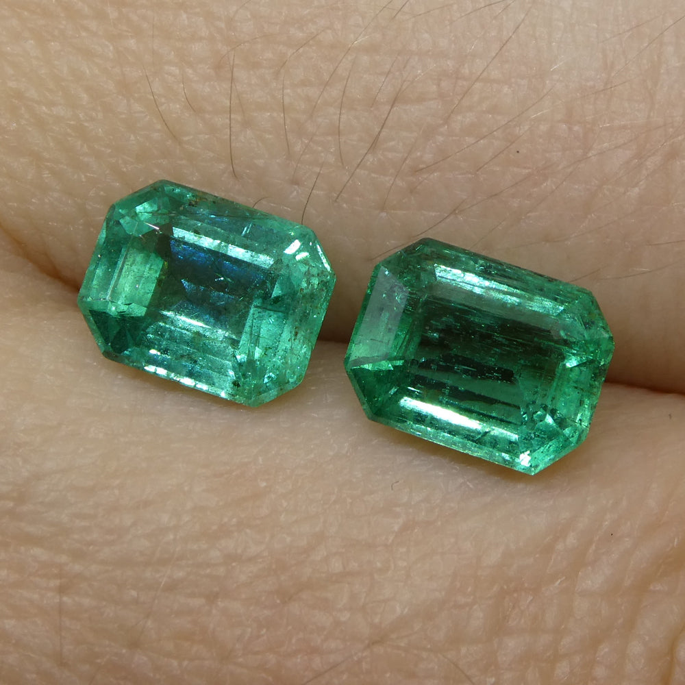 2.94ct Emerald Cut Emerald Pair