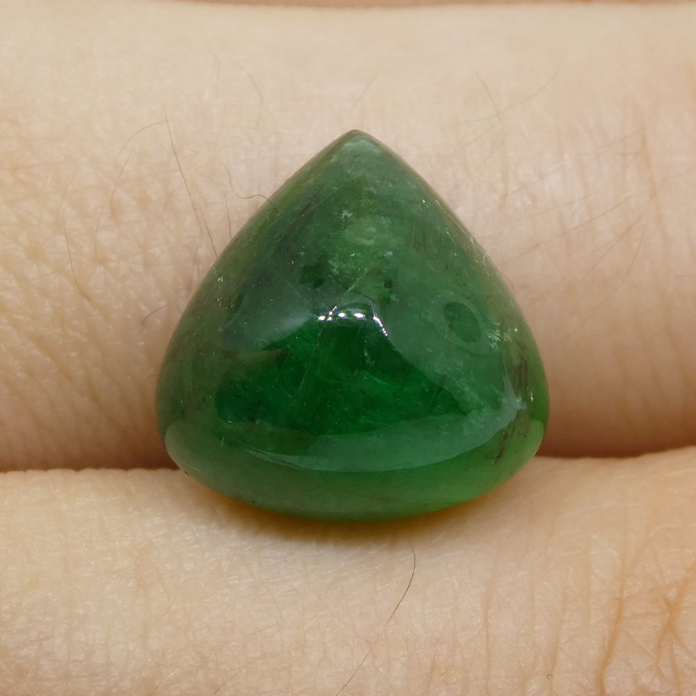 8.06ct Trillion Cabochon Green Emerald from Brazil - Skyjems Wholesale Gemstones