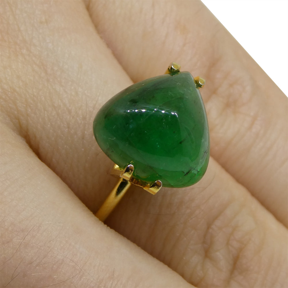 8.06ct Trillion Cabochon Green Emerald from Brazil - Skyjems Wholesale Gemstones