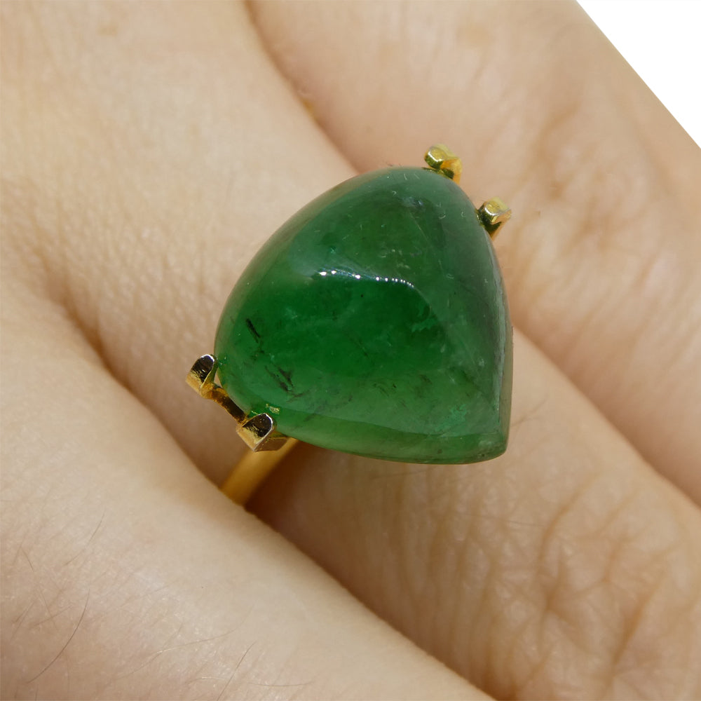 8.06ct Trillion Cabochon Green Emerald from Brazil - Skyjems Wholesale Gemstones