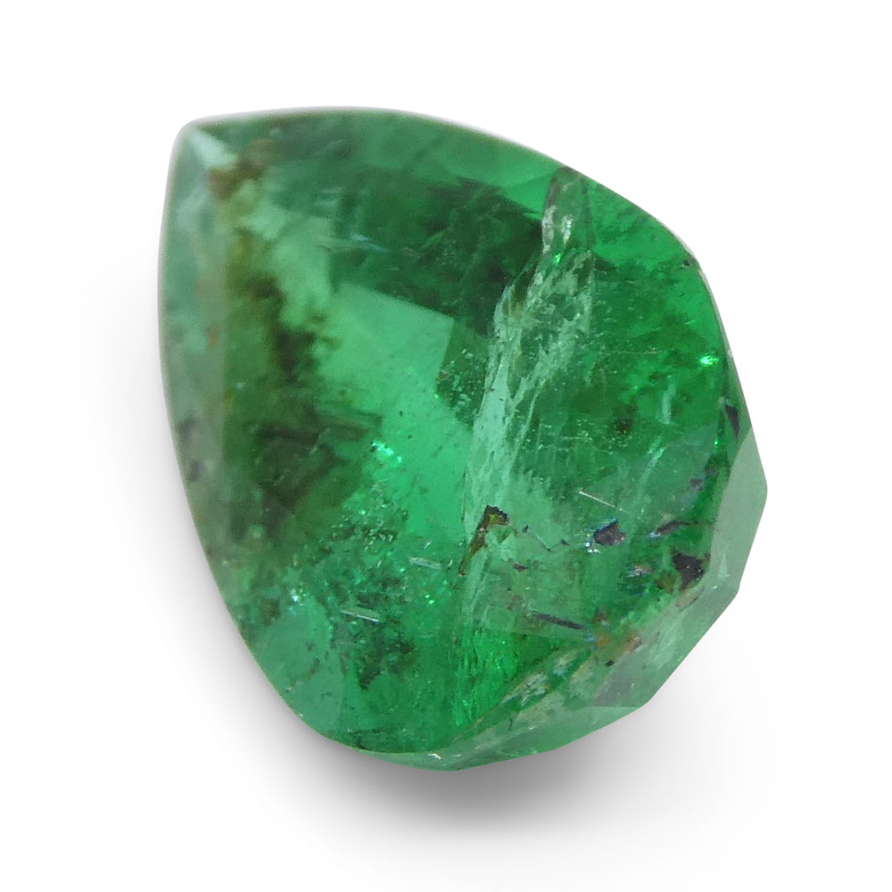 1.49ct Pear Green Zambian Emerald from SkyJems - premium single gemstone with vibrant forest-green color and classic step cut