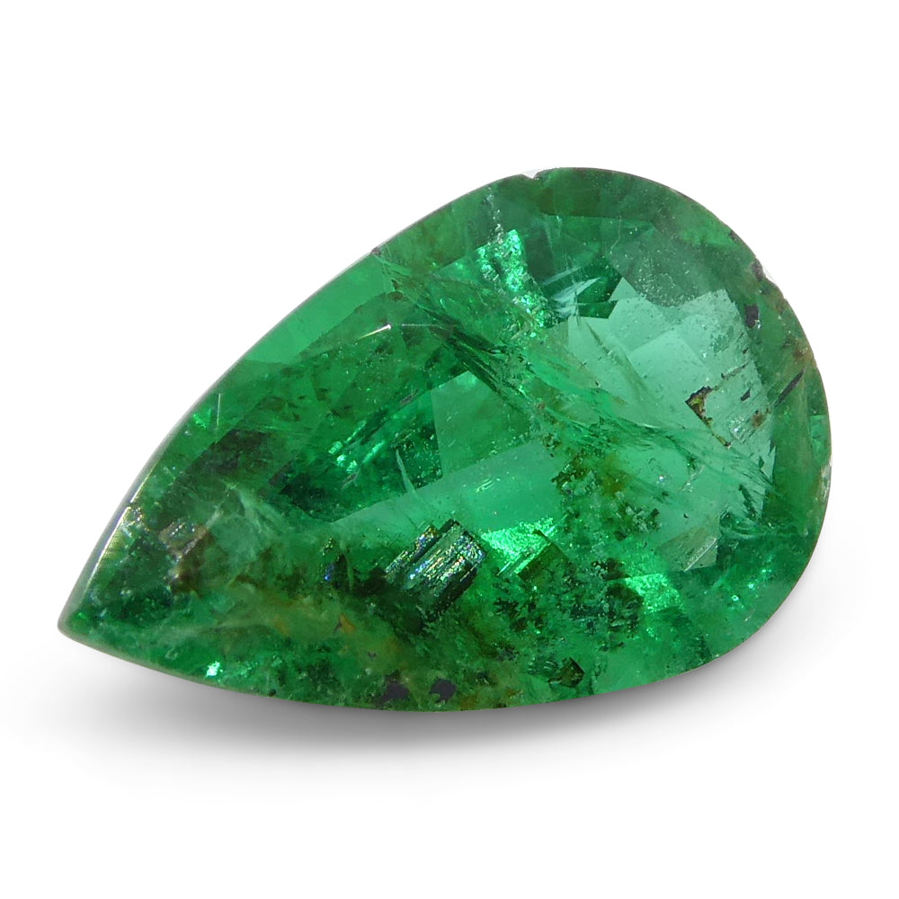 1.49ct Pear Green Zambian Emerald, precision-cut Step style, premium SkyJems gemstone collection