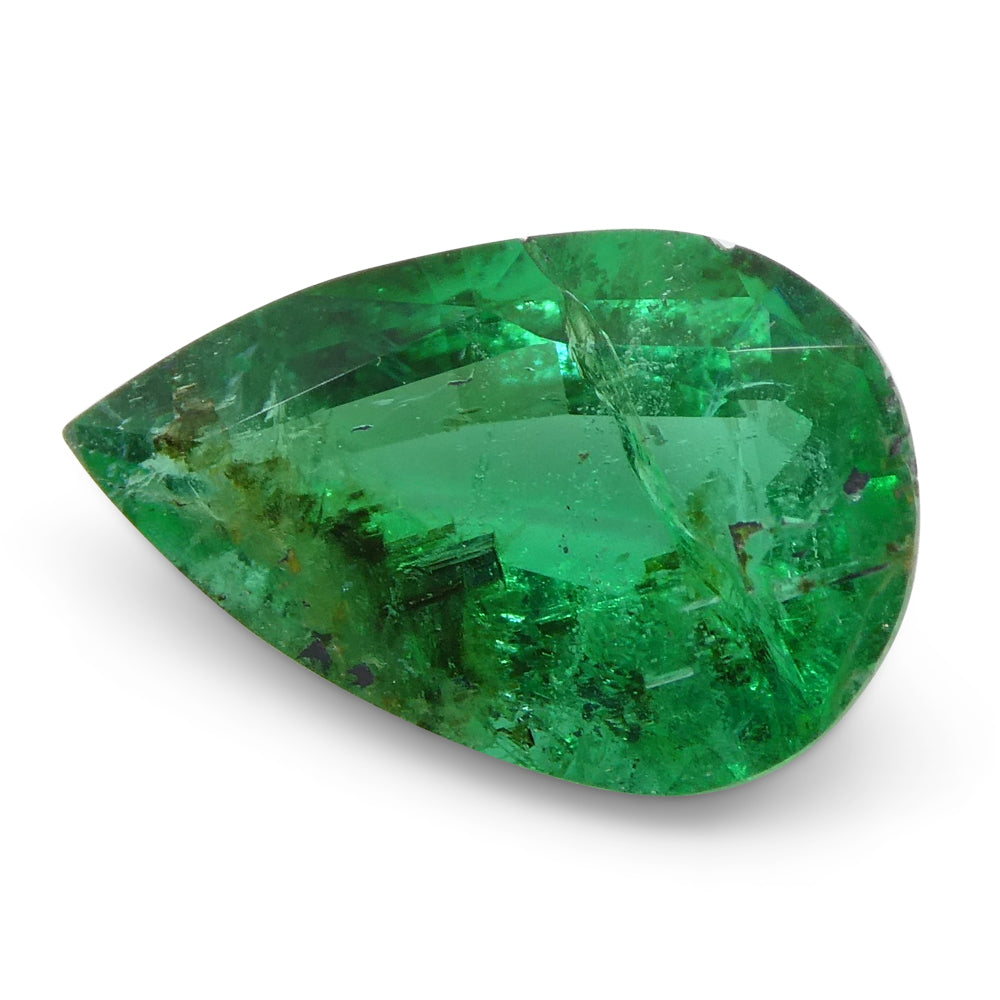1.49ct Pear Green Zambian Emerald, precision-cut Step style, premium SkyJems gemstone collection