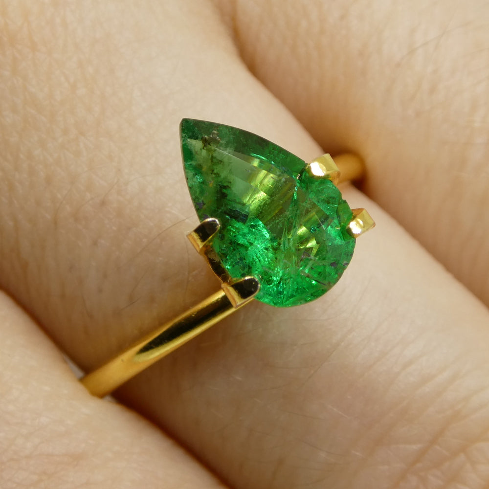 1.49ct Pear Green Emerald from Zambia, premium Zambian gemstone by SkyJems, classic step-cut green beryl