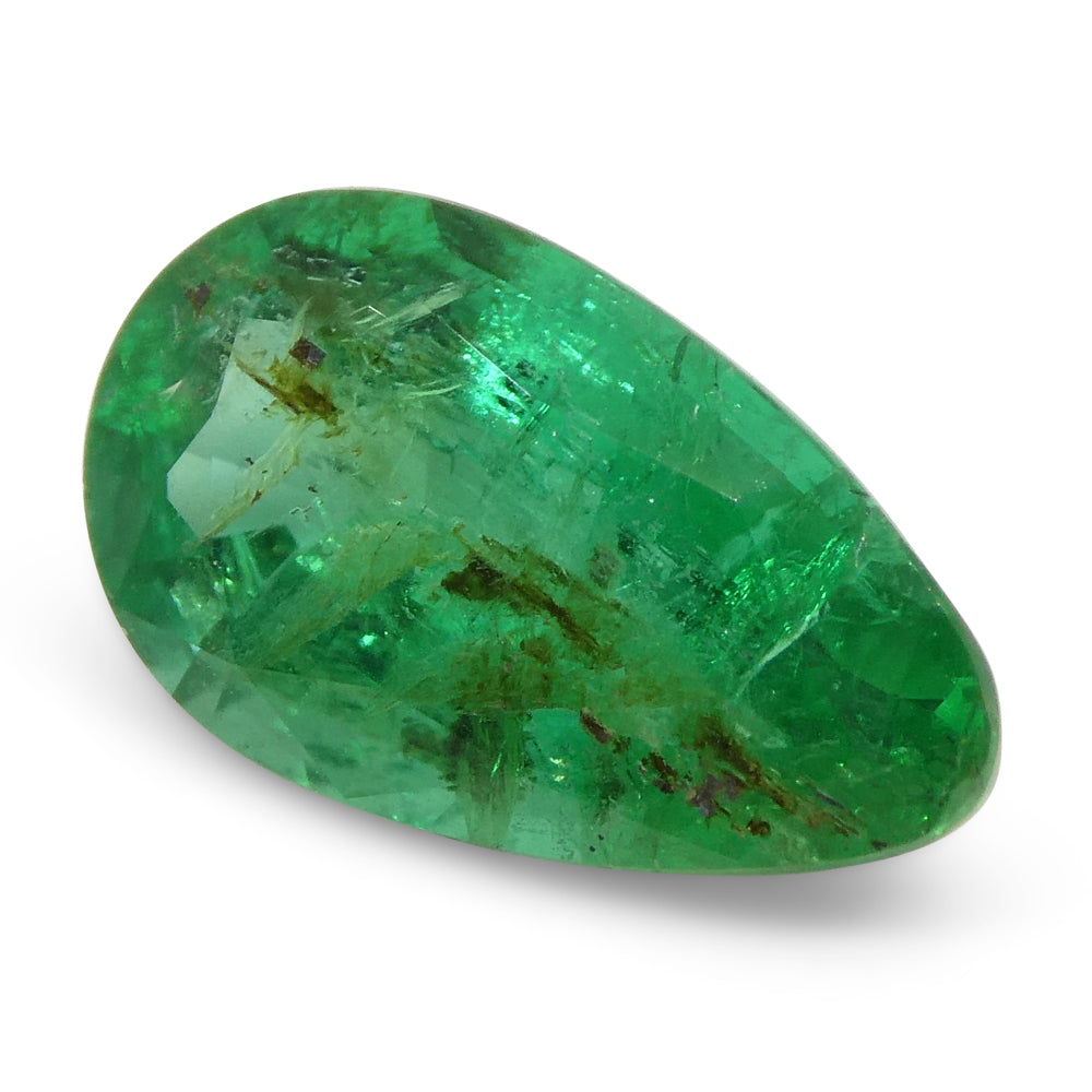 1.8ct Pear Green Zambian Emerald from SkyJems, premium step-cut beryl gemstone with vibrant slightly bluish green color