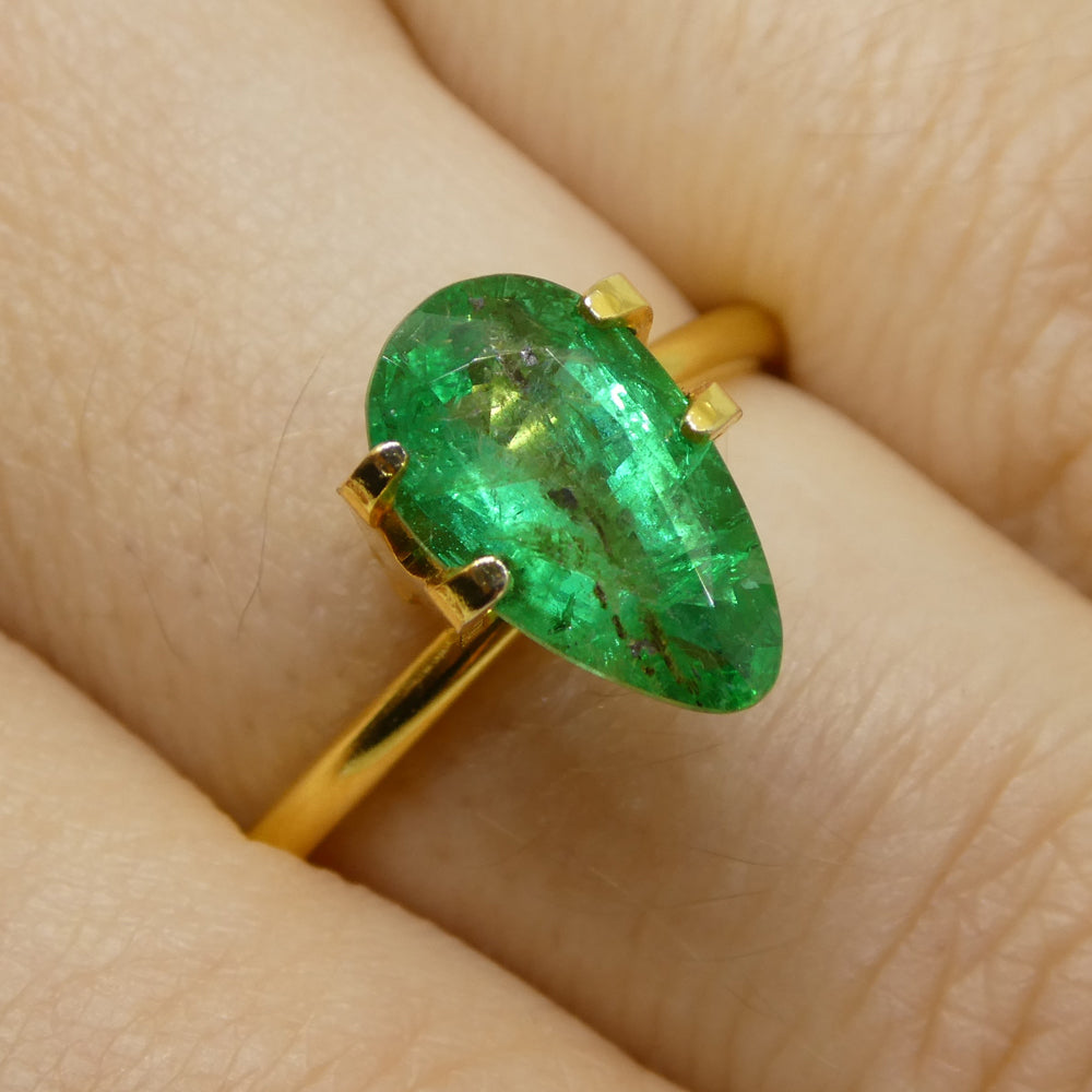 1.8ct Pear Green Zambian Emerald from SkyJems - premium step-cut green beryl gemstone with bluish undertones