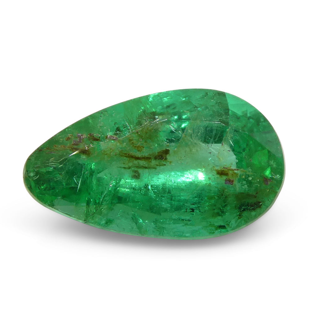 1.8ct Pear Green Zambian Emerald from SkyJems - premium step-cut green beryl gemstone with bluish undertones