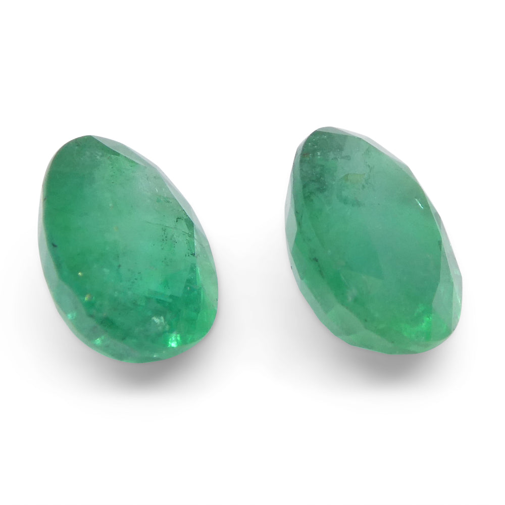 SkyJems 3.26ct Oval Emerald Pair, Bluish Green Zambian Beryl Gemstone, Fine Jewelry Grade