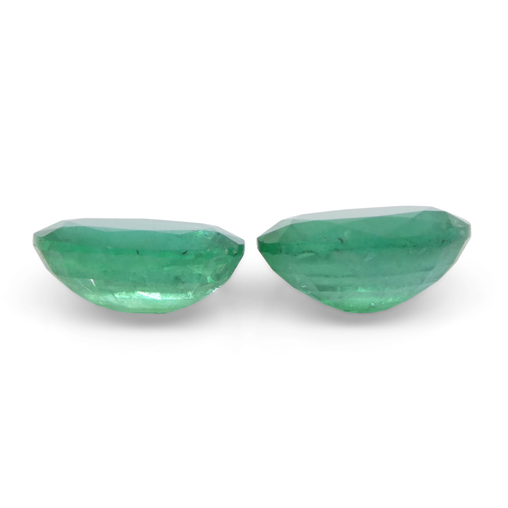 SkyJems 3.26ct Oval Emerald Pair, Bluish Green Zambian Beryl Gemstone for Fine Jewelry