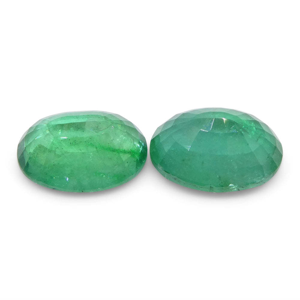 SkyJems 3.26ct Oval Emerald Pair in Bluish Green from Zambia, Premium Beryl Gemstone Collection