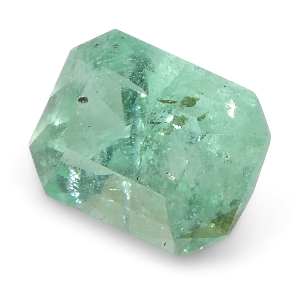 0.62ct Colombian Emerald, bluish green emerald cut gemstone from SkyJems, premium Canadian colored gem specialists