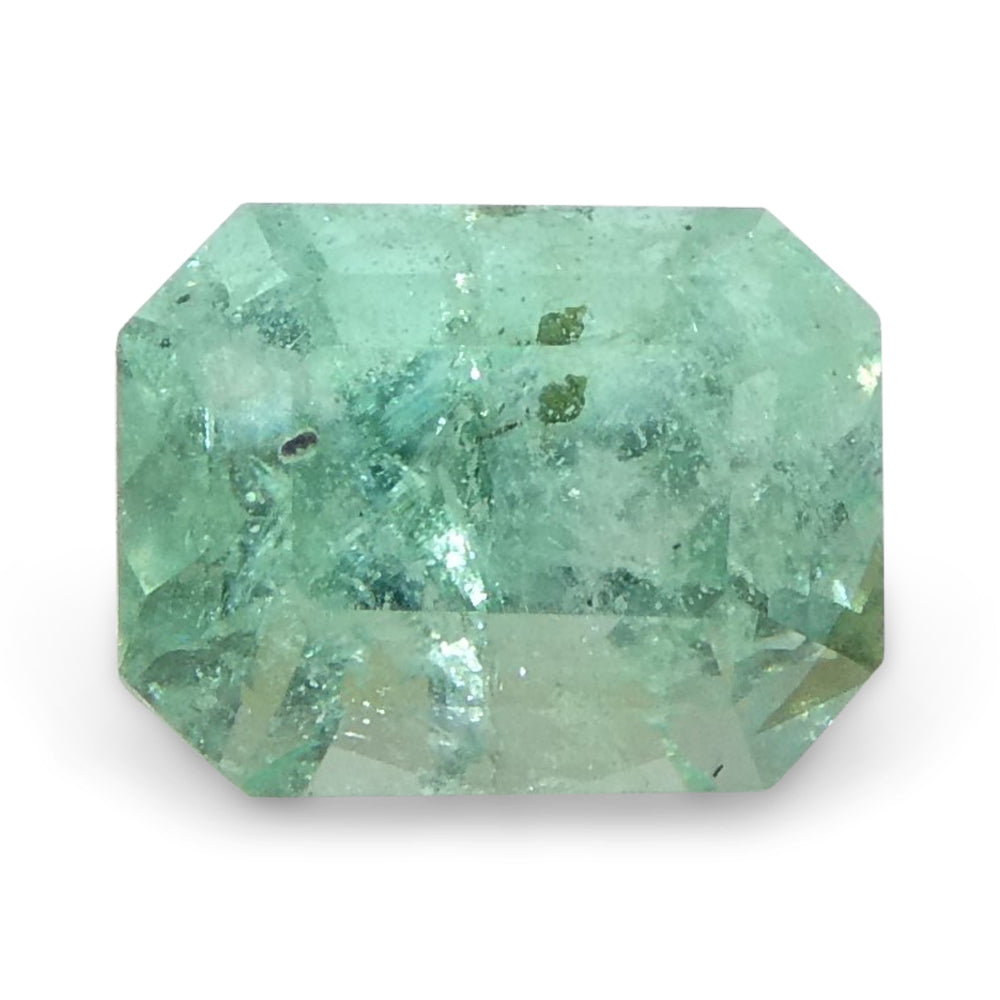 0.62ct Colombian Emerald Cut Green Emerald, bluish green beryl gemstone from SkyJems' premium Colombian collection