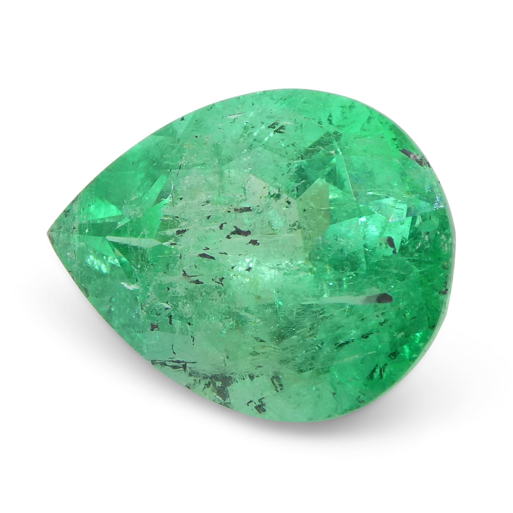 SkyJems 2.94ct Colombian Pear Emerald: Bluish Green Beryl Gemstone in Modified Brilliant Cut