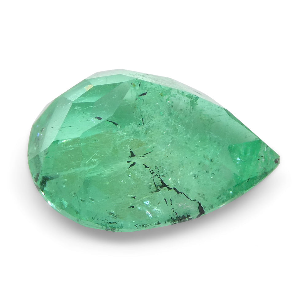 SkyJems 2.94ct Colombian Pear Emerald, bluish green beryl, medium-light color, premium gemstone cut