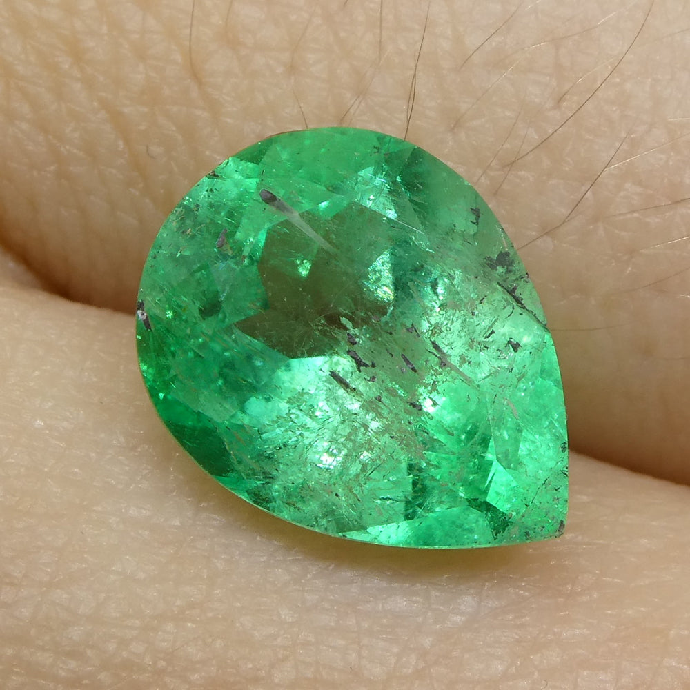 2.94ct Pear Green Emerald from Colombia - Skyjems Wholesale Gemstones