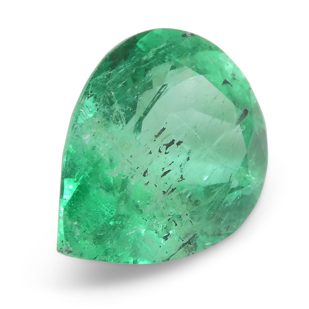 SkyJems 2.94ct Colombian Pear Emerald, bluish green beryl, medium-light color, premium gemstone