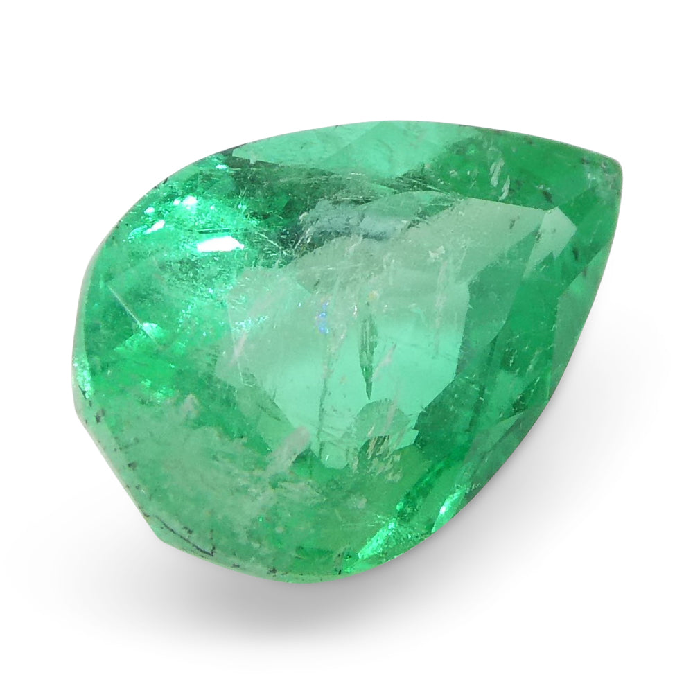 1.35ct Colombian Pear Green Emerald, bluish green beryl gemstone from SkyJems premium gem collection
