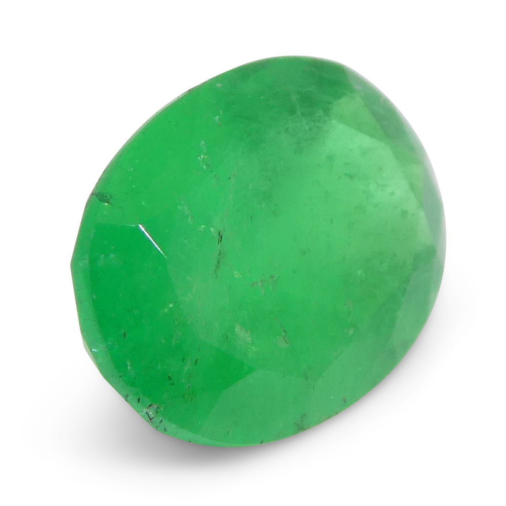 1.25ct Colombian Green Emerald Oval Gemstone from SkyJems, premium medium-dark green beryl with modified brilliant cut