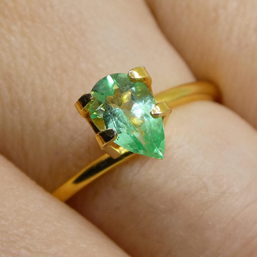 0.58ct Colombian Emerald, bluish green pear-cut gemstone from SkyJems' premium Colombian emerald collection