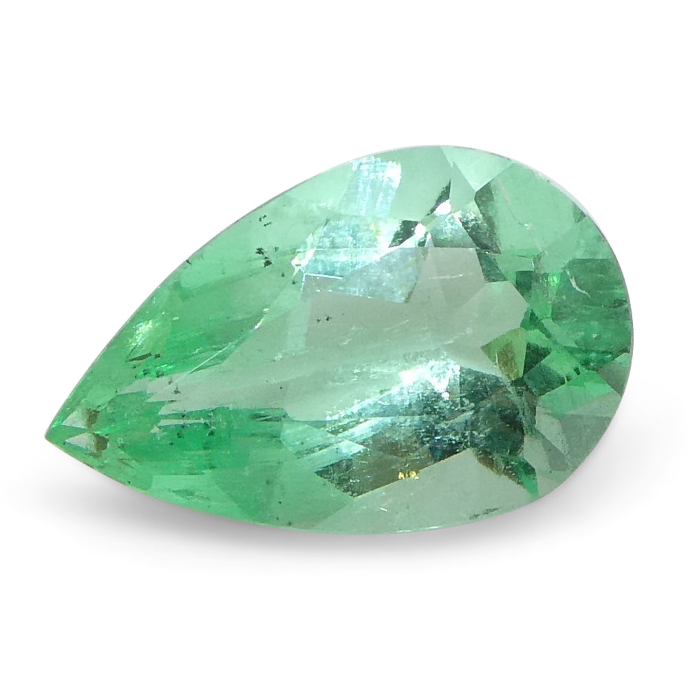 0.58ct Colombian Pear Green Emerald, Modified Brilliant Cut, premium green beryl gemstone by SkyJems Canada