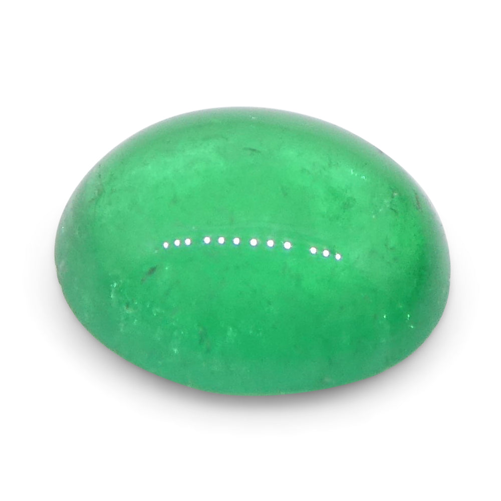 SkyJems 0.7ct Colombian Green Emerald Oval Cabochon, rare medium-green beryl gemstone from South American mines