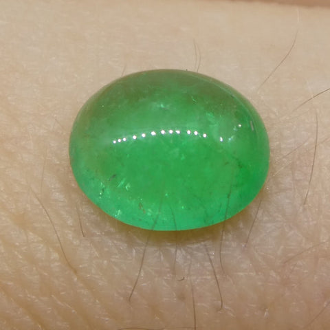 0.7ct Oval Cabochon Green Emerald from Colombia