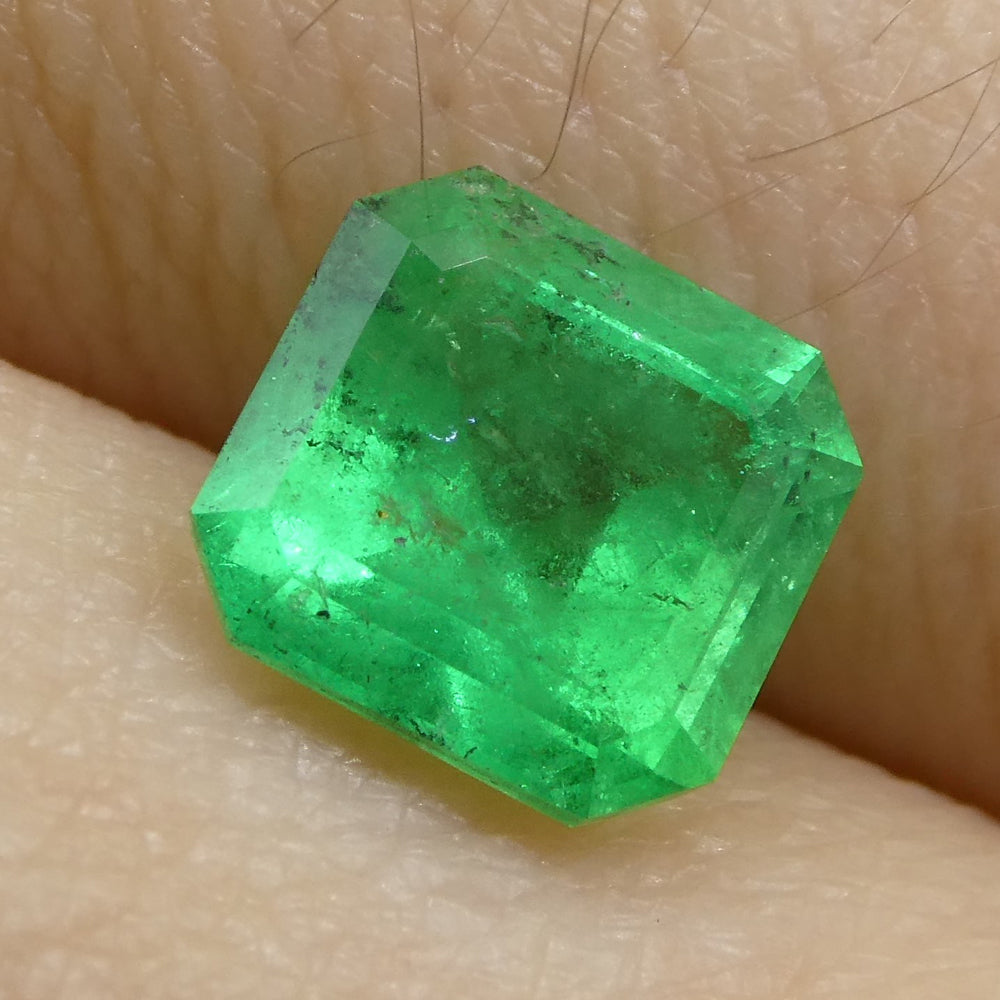 1.24ct Colombian Green Emerald Square Step Cut, premium green beryl gemstone from SkyJems fine jewelry collection