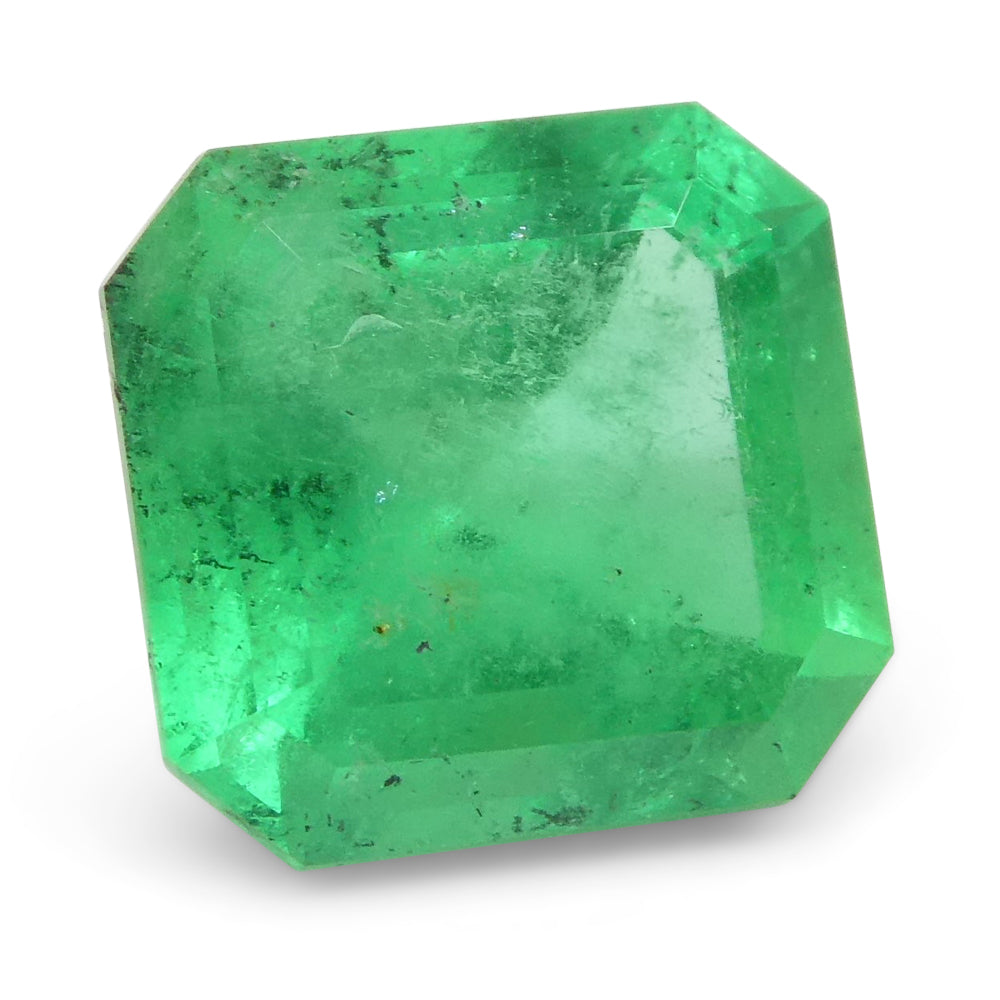 1.24ct Colombian Green Emerald Square Step Cut, premium green beryl gemstone from SkyJems Canadian gem specialists